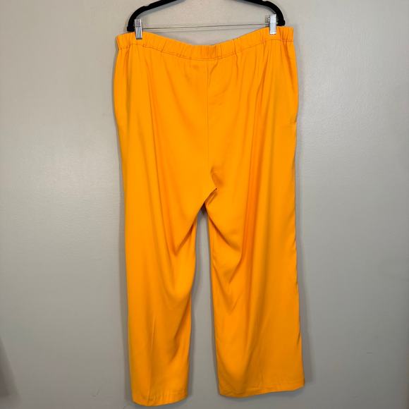 Anthology Trouser Pants Plus 16 Yellow Straight Leg Ruffles High Rise Flat Front - Picture 2 of 8
